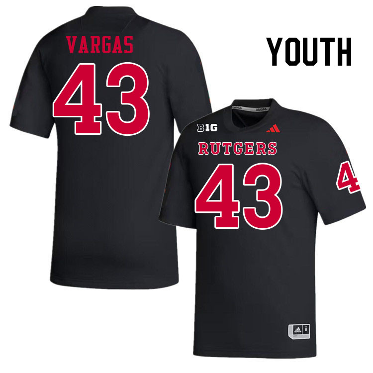 Youth #43 Andrew Vargas Rutgers Scarlet Knights 2024 College Football Jerseys Stitched-Black